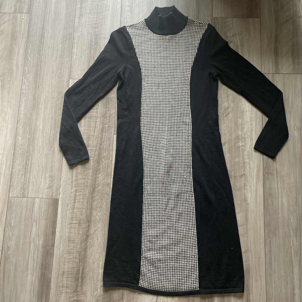 Lauren Ralph Lauren sweater mock turtleneck houndstooth midi dress